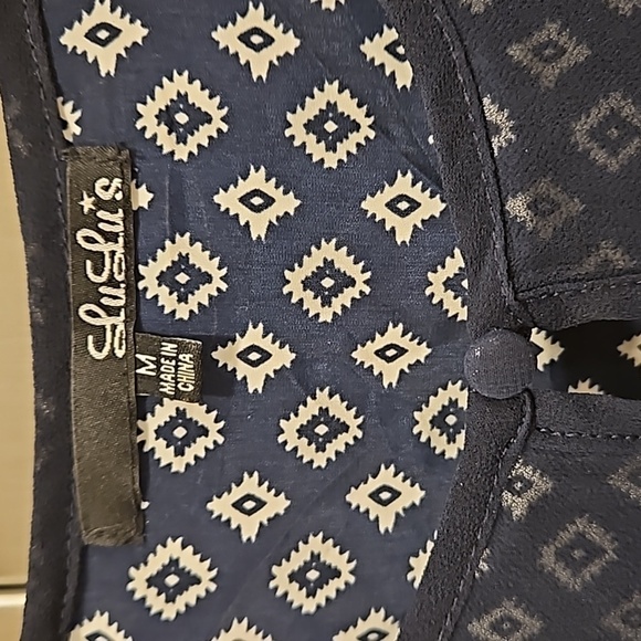 💕LULUS💕 Captivated By You Navy Blue Print Dress ~ Medium - Picture 12 of 14